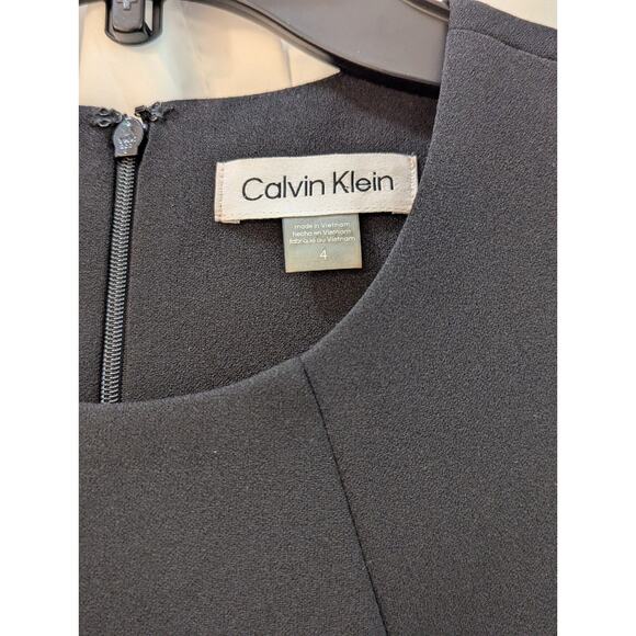 Calvin Klein Black Size 4 Sleeveless Scoop Neck Sheath Dress w/Side Logo Details - Picture 3 of 16
